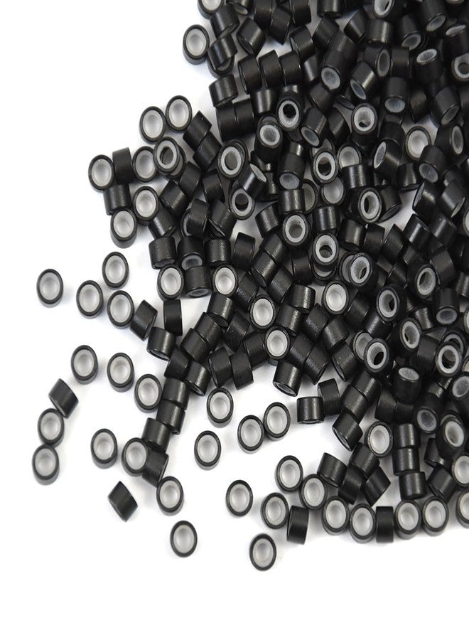 ياتشيو 500 قطعة من حلقات وصلات الشعر الصغيرة المبطنة بالسيليكون 4.5 مم، خرز وصلات الشعر المبطن بالسيليكون (أسود) - Image 3